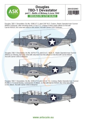 Art Scale 200-D32083 Douglas TBD-1 Devastator part 1 Battle of Midway 4.June 1942 1/32
