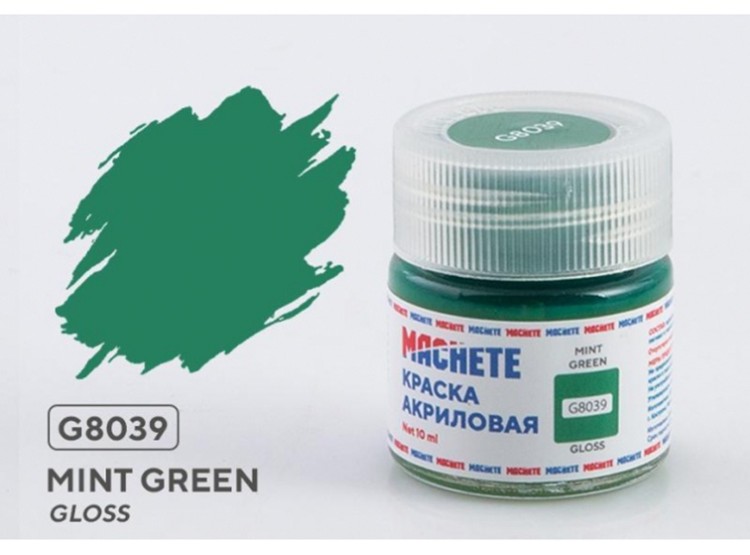 Machete G8039 Краска акриловая Mint green (Мятно-зеленый, глянцевый) 10 мл.
