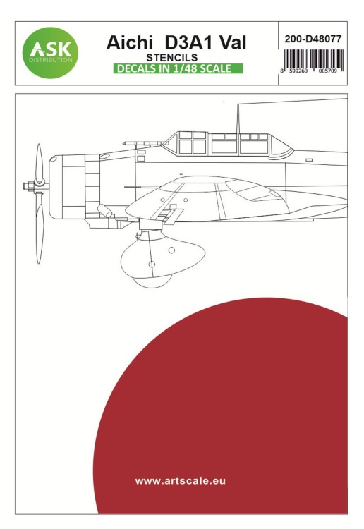 Art Scale 200-D48077 Aichi D3A1 Val - stencils The decal sheet contain stencil for 2 kits 1/48