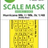 Art Scale 200-M48196 Hawker Hurricane Mk.I / Mk.IIc canopy frame paint mask (inside and outside) 1/48