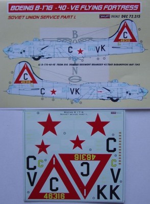Kora Model DEC72215 Boeing B-17G-40-VE Russian serv. Pt.1 декали декали 1/72