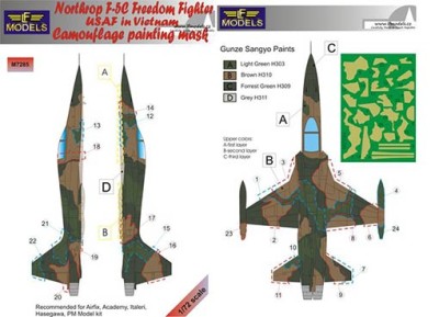 Lf Model M7286 Mask F-5C USAF in Vietnam Camouflage painting 1/72