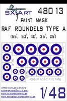 Sx Art 48013 RAF Roundels Type A Маска для окрашивания 1/48