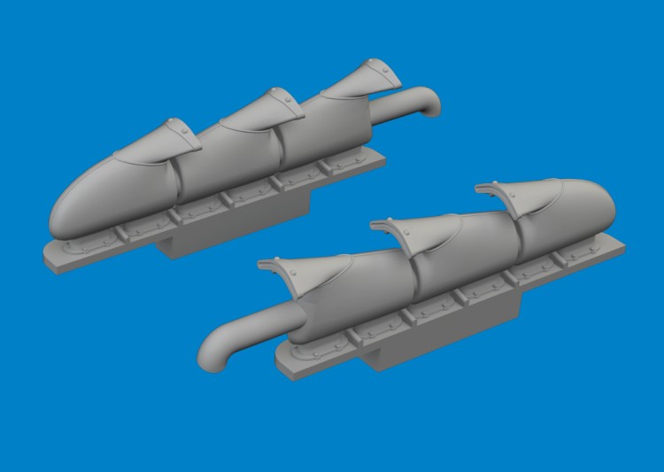Eduard 672409 BRASSIN Spitfire Mk.V 3-stacks exh.fishtail 1/72