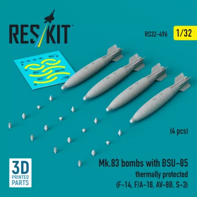 Reskit 32496 Mk.83 bombs w/ BSU-85 thermally prot. (4 pcs) 1/32