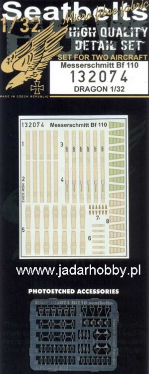 HGW 132074 Messerschmitt Bf 110. Seatbelts. 1/32