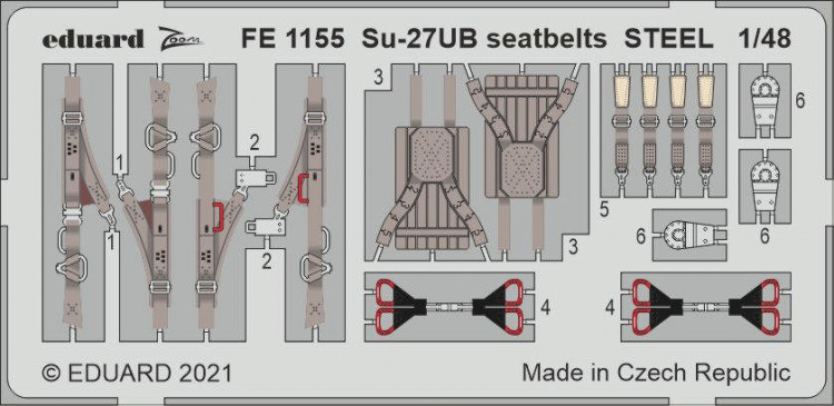 Eduard FE1155 Su-27UB seatbelts STEEL (GWH) 1:48