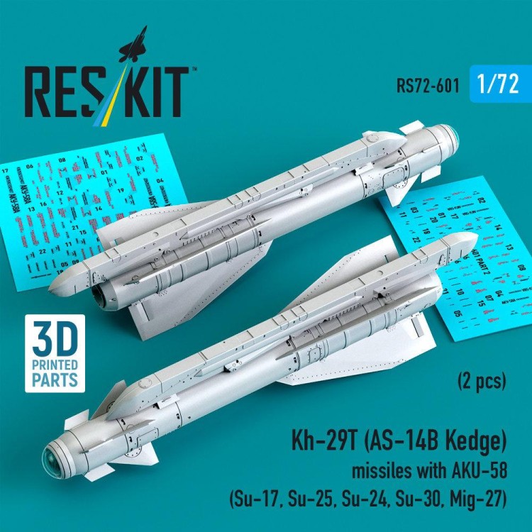Reskit 72601 Kh-29T (AS-14B Kedge) missiles w/ AKU-58 (2x) 1/72