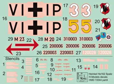 HM Decals HMD-72044 1/72 Decals He 162 in Luftwaffe Service - Part 4