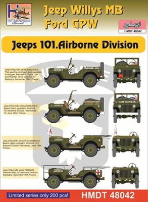 Hm Decals HMDT48042 1/48 Decals J.Willys MB/Ford GPW 101 Airborne Div.