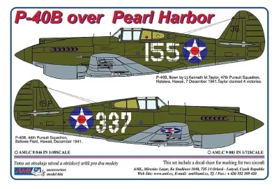 AML AMLC48046 Decals Curtiss P-40B over Pearl Harbor 1/48