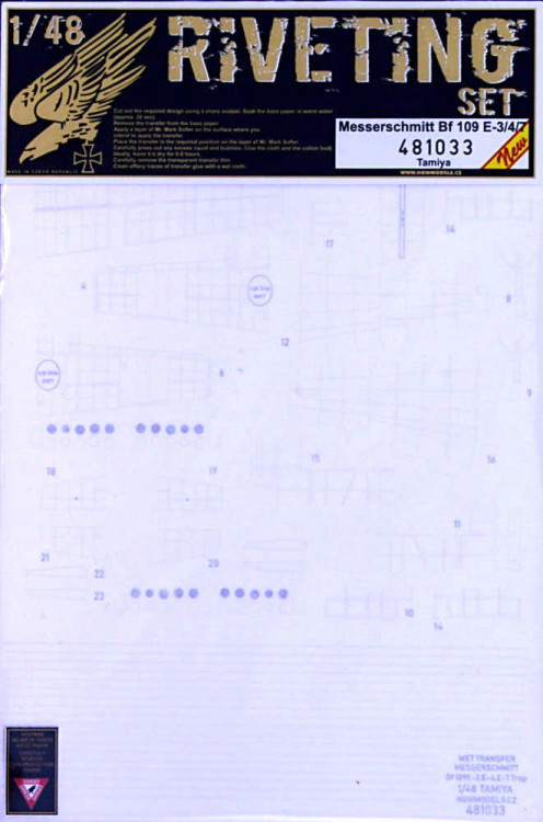 HGW 481033 Messerschmitt Bf 109 E-3/4/7 RIVETING SET 1/48