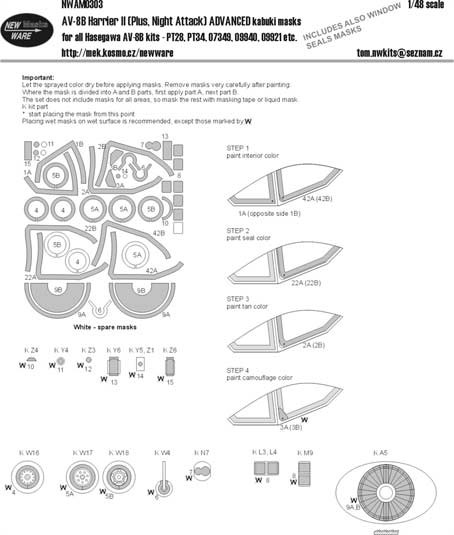 New Ware NWA-M0303 1/48 Mask AV-8B Harrier II ADVANCED (HAS)