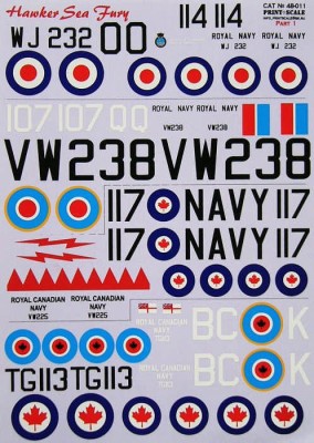 Print Scale 48-011-1 Hawker Sea Fury - Part 1 (wet decals) 1/48