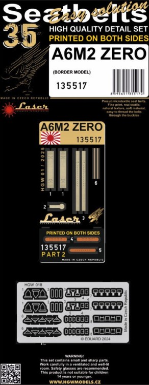 HGW 135517 Seatbelts A6M2 ZERO (BORDER M.) 1/35