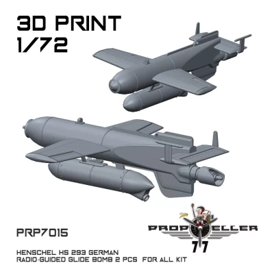 77 Propeller 77PRP-7015 Hs 293 German radio-guided glide bomb (2 pcs) 1/72