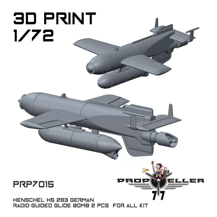 77 Propeller 77PRP-7015 Hs 293 German radio-guided glide bomb (2 pcs) 1/72