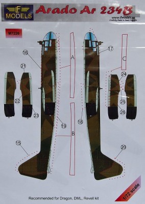 LF Model M7226 Mask Arado Ar-234B (DRAG/DML/REV) 1/72