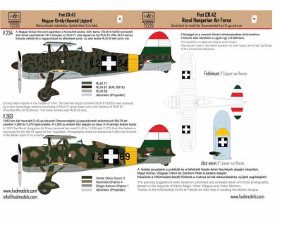 HAD 72226 Fiat CR.42 Royal Hungarian AF Part 1 декаль 1/72