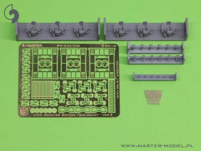 Master SM-350-092 USN 40 mm/56 Bofors twin mount ver.2 / with Mk-51 director (6pcs) 1:350