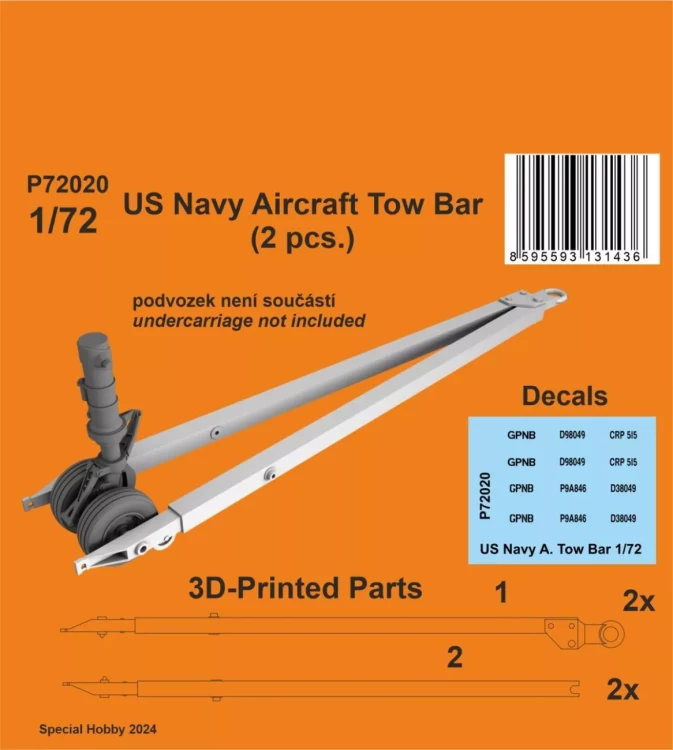 CMK P72020 US Navy Aircraft Tow Bar (2 pcs.) 3D-Printed 1/72