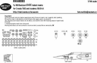New Ware NWA-M0983 Mask Tu-160 Blackjack BASIC (ZVE/ACAD) 1/144