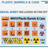 Miniart 49010 Plastic Barrels & Cans (32 pcs., incl. decal) 1/48