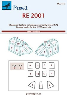 Peewit M72155 1/72 Canopy mask Regianne RE 2001 (SWORD)