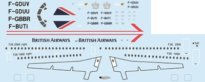 F-rsin Plastic FRP4099 Fokker F-28-2000 British Airways/TAT 1/144