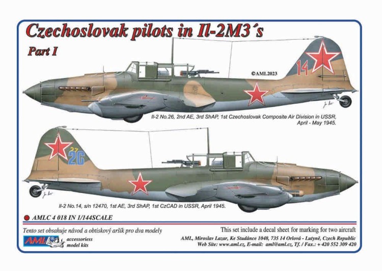 AML AMLC144018 Decals Czechoslovak pilots in Il-2M3's, Part 1/144