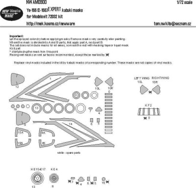 New Ware NWA-M0900 Mask Ye-166 (E-166) EXPERT (MSVIT 72032) 1/72