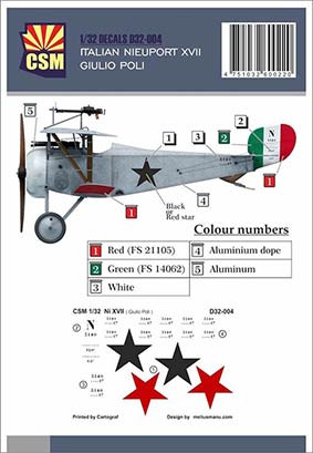 Copper State Models D32-004 Nieuport XVII, Giulio Poli personnal markings 1/32