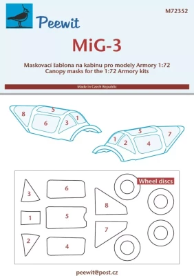 Peewit M72352 Canopy mask MiG-3 (ARMORY) 1/72