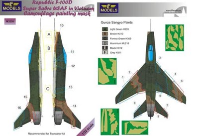 Lf Model M3258 Mask Republic F-100D USAF Camoufl.painting 1/32