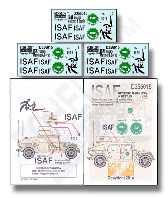 Echelon FD D356015 ISAF Generic Markings & Decals Generic ISAF decals and markings can often seen a multitude of vehicles serving in Afghanistan 1/35
