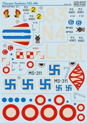 Print Scale 48-079 Morane-Saulnier MS.406 Wet decal 1/48