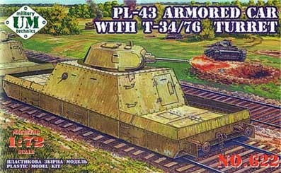 UniModel UMM-72622 Бронеплатформа PL-43 с башней Т-34/76 1/72