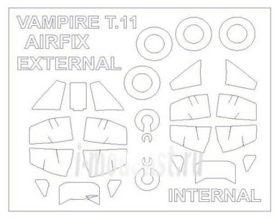KV Models 72536 De Havilland Vampire T.11 (двусторонние маски) + маски на диски и колеса 1/72
