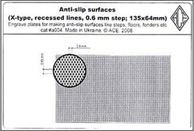 Ace Model a004 Поверхность антискольжения(X-type, 0.6 mm step, recessed lines; 135x64mm) 1/72