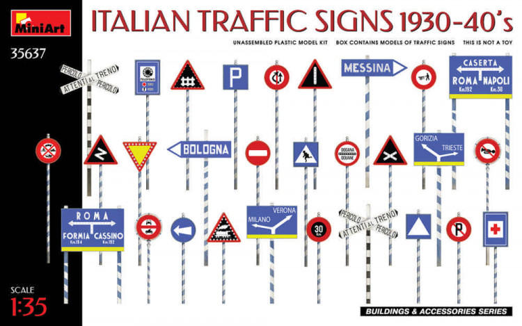 Miniart 35637 Italian Traffic Signs 1930-40's 1/35