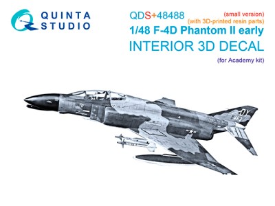 Quinta studio QDS+48488 F-4D early Phantom II (Academy) (малая версия) 3D Декаль интерьера 1/48