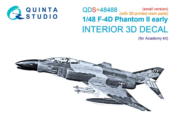 Quinta studio QDS+48488 F-4D early Phantom II (Academy) (малая версия) 3D Декаль интерьера 1/48