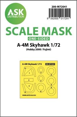 Art Scale 200-M72041 Douglas A-4M Skyhawk wheels and canopy frame paint masks (outside only) 1/72