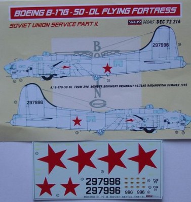 Kora Model DEC72216 Boeing B-17G-50-DL Russian serv. Pt.2 декали декали 1/72