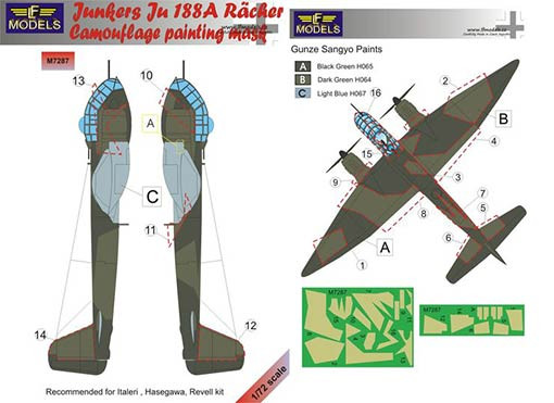 Lf Model M7287 Mask Ju 188A Racher Camouflage painting 1/72