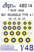 Sx Art 48014 RAF Roundels Type A1 Маска для окрашивания 1/48
