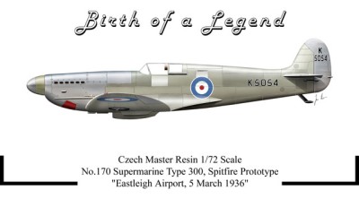 CZECHMASTER CMR-72170 1/72 Supermarine Type 300 Spitfire Prototype
