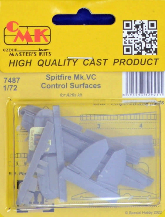 CMK 7487 Spitifre Mk.VC Control Surfaces (AIRFIX) 1/72