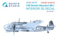 Quinta studio QDS-48379 Bristol Beaufort Mk.I (ICM) (Малая версия) 3D Декаль интерьера кабины 1/48
