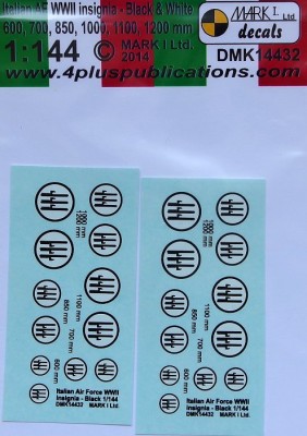 4+ Publications DMK-14432 1/144 Decals Italian AF WWII insignia B&amp;W (2 sets)